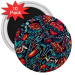 Vintage Tattoos Colorful Seamless Pattern 3  Magnets (10 pack) 