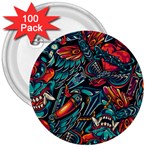 Vintage Tattoos Colorful Seamless Pattern 3  Buttons (100 pack) 