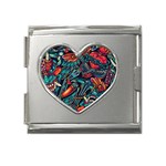 Vintage Tattoos Colorful Seamless Pattern Mega Link Heart Italian Charm (18mm)