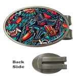 Vintage Tattoos Colorful Seamless Pattern Money Clips (Oval) 