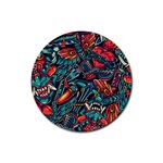 Vintage Tattoos Colorful Seamless Pattern Rubber Round Coaster (4 pack)