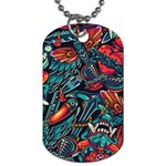 Vintage Tattoos Colorful Seamless Pattern Dog Tag (One Side)