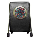 Vintage Tattoos Colorful Seamless Pattern Pen Holder Desk Clock