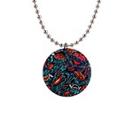 Vintage Tattoos Colorful Seamless Pattern 1  Button Necklace