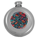 Vintage Tattoos Colorful Seamless Pattern Round Hip Flask (5 oz)