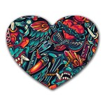 Vintage Tattoos Colorful Seamless Pattern Heart Mousepad