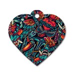 Vintage Tattoos Colorful Seamless Pattern Dog Tag Heart (One Side)