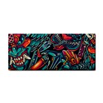 Vintage Tattoos Colorful Seamless Pattern Hand Towel