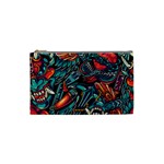 Vintage Tattoos Colorful Seamless Pattern Cosmetic Bag (Small)