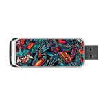 Vintage Tattoos Colorful Seamless Pattern Portable USB Flash (One Side)