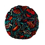 Vintage Tattoos Colorful Seamless Pattern Standard 15  Premium Round Cushions