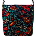 Vintage Tattoos Colorful Seamless Pattern Flap Closure Messenger Bag (S)