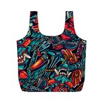 Vintage Tattoos Colorful Seamless Pattern Full Print Recycle Bag (M)