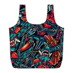 Vintage Tattoos Colorful Seamless Pattern Full Print Recycle Bag (L)