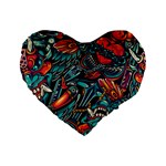 Vintage Tattoos Colorful Seamless Pattern Standard 16  Premium Flano Heart Shape Cushions