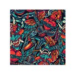 Vintage Tattoos Colorful Seamless Pattern Square Satin Scarf (30  x 30 )