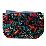 Vintage Tattoos Colorful Seamless Pattern Large Coin Purse