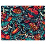 Vintage Tattoos Colorful Seamless Pattern Premium Plush Fleece Blanket (Medium)