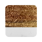 Vintage Tattoos Colorful Seamless Pattern Marble Wood Coaster (Square)