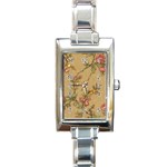 Flowers, Branches, Desenho, Edge, Leaves Rectangle Italian Charm Watch