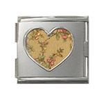 Flowers, Branches, Desenho, Edge, Leaves Mega Link Heart Italian Charm (18mm)