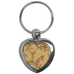 Flowers, Branches, Desenho, Edge, Leaves Key Chain (Heart)