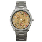 Flowers, Branches, Desenho, Edge, Leaves Sport Metal Watch