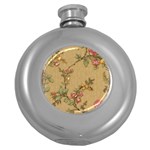 Flowers, Branches, Desenho, Edge, Leaves Round Hip Flask (5 oz)