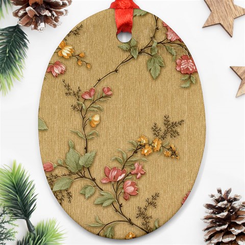 Flowers, Branches, Desenho, Edge, Leaves Oval Ornament (Two Sides) from ArtsNow.com Front