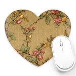 Flowers, Branches, Desenho, Edge, Leaves Heart Mousepad