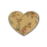 Flowers, Branches, Desenho, Edge, Leaves Rubber Coaster (Heart)