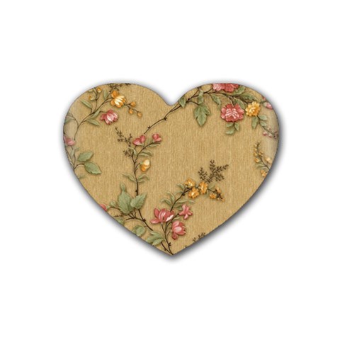 Flowers, Branches, Desenho, Edge, Leaves Rubber Heart Coaster (4 pack) from ArtsNow.com Front