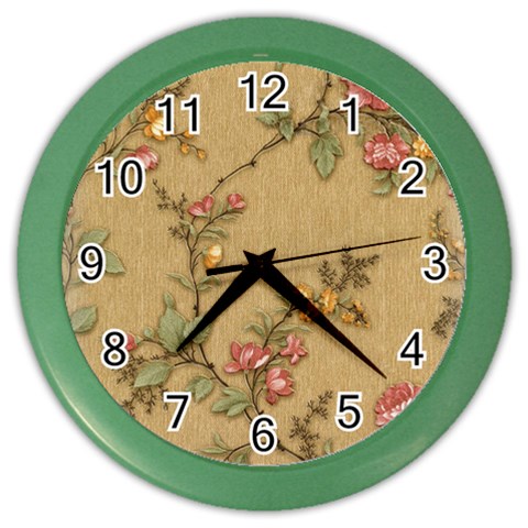 Flowers, Branches, Desenho, Edge, Leaves Color Wall Clock from ArtsNow.com Front