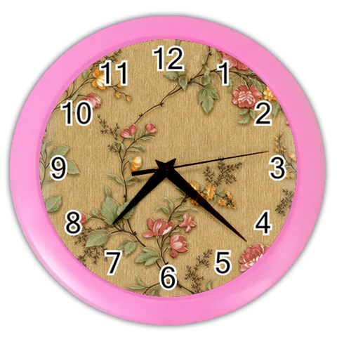 Flowers, Branches, Desenho, Edge, Leaves Color Wall Clock from ArtsNow.com Front