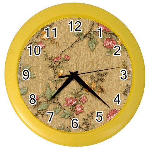 Flowers, Branches, Desenho, Edge, Leaves Color Wall Clock from ArtsNow.com Front