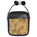 Flowers, Branches, Desenho, Edge, Leaves Girls Sling Bag