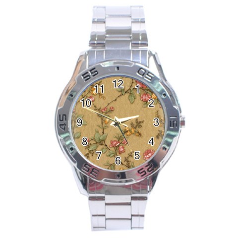 Flowers, Branches, Desenho, Edge, Leaves Stainless Steel Analogue Watch from ArtsNow.com Front