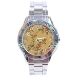 Flowers, Branches, Desenho, Edge, Leaves Stainless Steel Analogue Watch