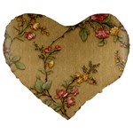 Flowers, Branches, Desenho, Edge, Leaves Large 19  Premium Heart Shape Cushions