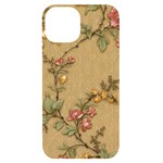 Flowers, Branches, Desenho, Edge, Leaves iPhone 14 Black UV Print Case