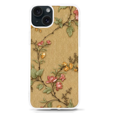 Flowers, Branches, Desenho, Edge, Leaves iPhone 15 TPU UV Print Case from ArtsNow.com Front