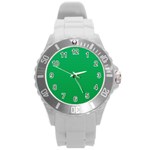 Green Lego Texture, Lego Background, Lego Texture, Green Round Plastic Sport Watch (L)