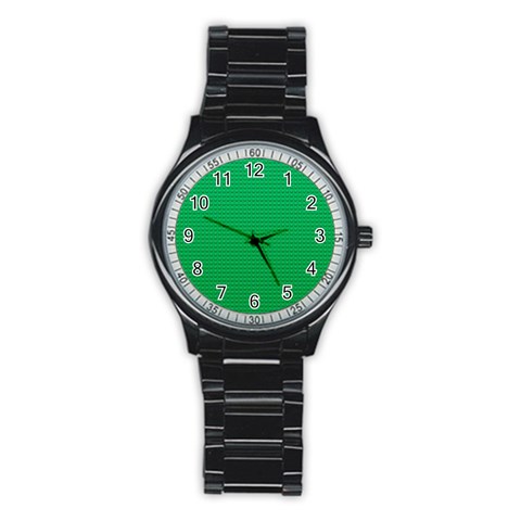 Green Lego Texture, Lego Background, Lego Texture, Green Stainless Steel Round Watch from ArtsNow.com Front