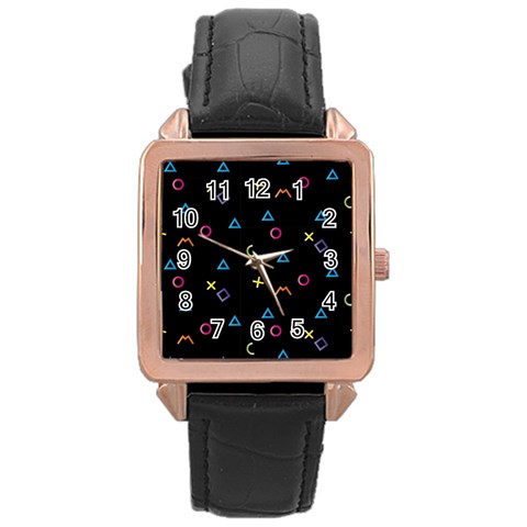 Kids , Kids , Background, Doodle Rose Gold Leather Watch  from ArtsNow.com Front