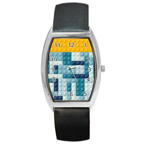 Lego, Background, Dots Barrel Style Metal Watch from ArtsNow.com Front