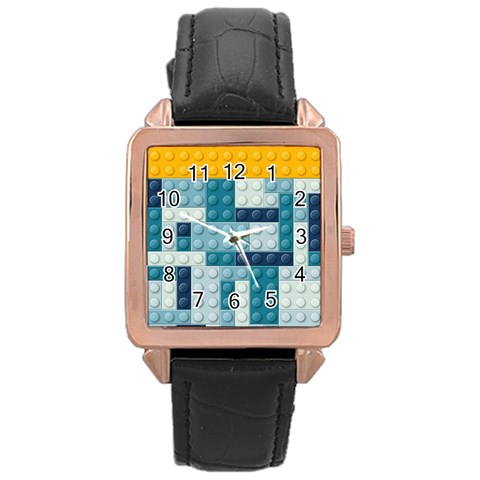 Lego, Background, Dots Rose Gold Leather Watch  from ArtsNow.com Front