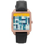 Lego, Background, Dots Rose Gold Leather Watch 