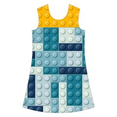 Lego, Background, Dots Kids  Short Sleeve Velvet Dress from ArtsNow.com Front