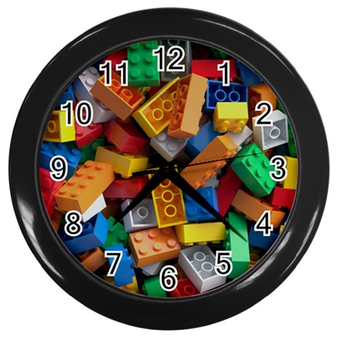 Lego, Toy Block, Colorfulness, Kids Wall Clock (Black) from ArtsNow.com Front