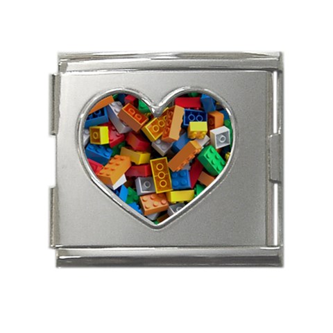 Lego, Toy Block, Colorfulness, Kids Mega Link Heart Italian Charm (18mm) from ArtsNow.com Front